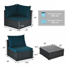 Load image into Gallery viewer, Costway 7-Piece Section Couch Set with Glass Coffee Table - Suitable for Backyard, Garden, and Party Gatherings
