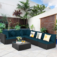 Load image into Gallery viewer, Costway 7-Piece Section Couch Set with Glass Coffee Table - Suitable for Backyard, Garden, and Party Gatherings
