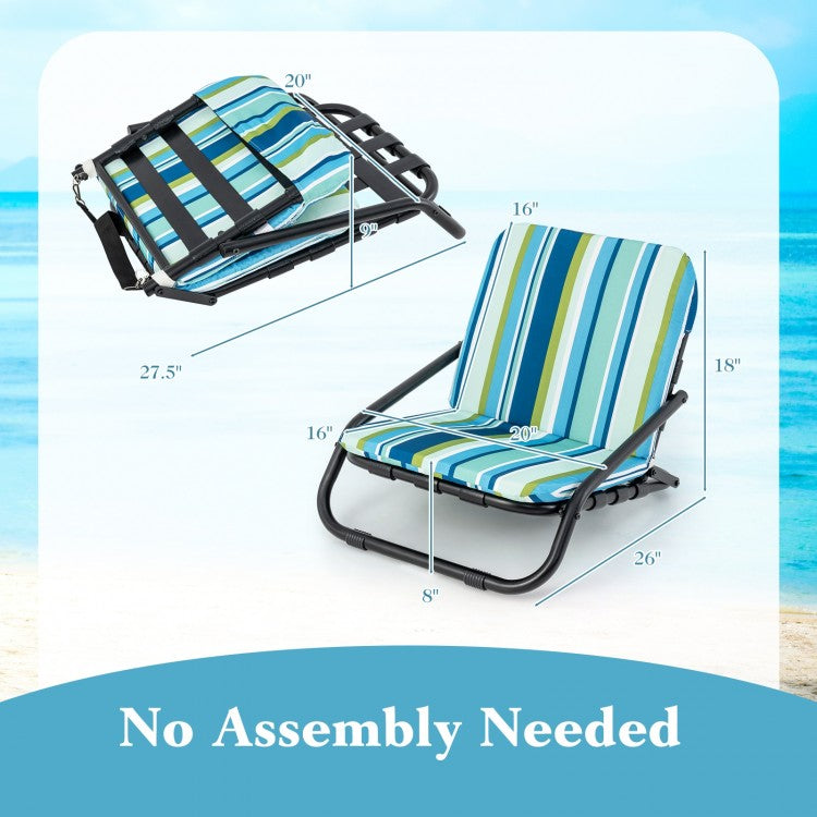 Outdoor Folding Camping Chairs - 2-Piece Beach Chair Set with Cushions, Portable Design - Suitable for Camping, Beach, and Fishing