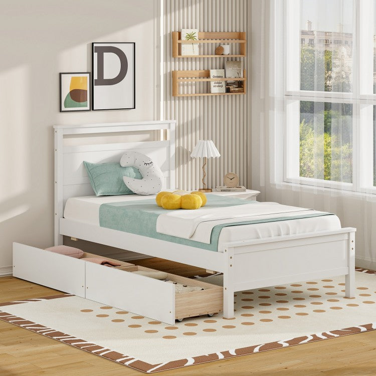 Modern Minimalist Solid Wood Bed with Drawers
