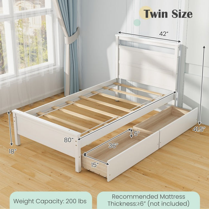 Modern Minimalist Solid Wood Bed with Drawers