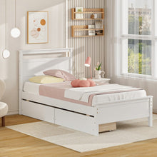 Charger l&#39;image dans la galerie, Modern Minimalist Solid Wood Bed with Drawers
