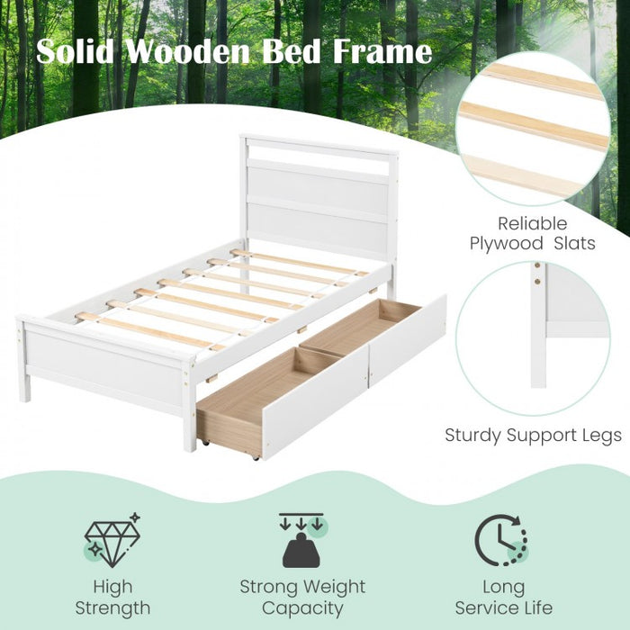 Modern Minimalist Solid Wood Bed with Drawers