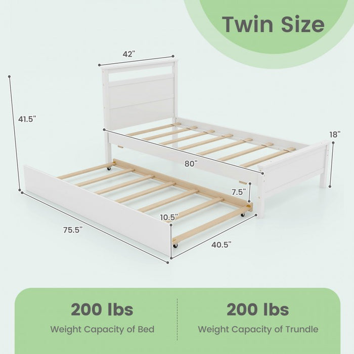 Stylish Minimalist Wood Bed Frame with Pull-Out Trundle