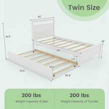 Charger l&#39;image dans la galerie, Stylish Minimalist Wood Bed Frame with Pull-Out Trundle
