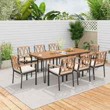 Load image into Gallery viewer, Outdoor Patio Dining Room Table Set - 9-Piece Set with Rectangular Table and 8 Chairs - Suitable for Backyard Gatherings
