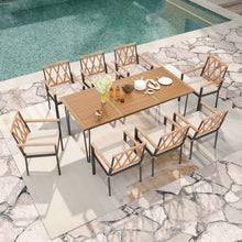 Load image into Gallery viewer, Outdoor Patio Dining Room Table Set - 9-Piece Set with Rectangular Table and 8 Chairs - Suitable for Backyard Gatherings
