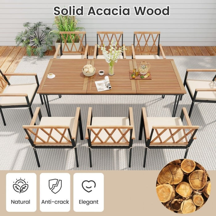Outdoor Patio Dining Room Table Set - 9-Piece Set with Rectangular Table and 8 Chairs - Suitable for Backyard Gatherings