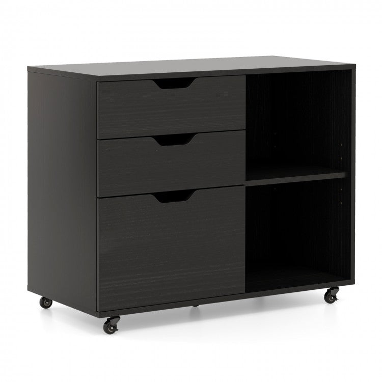 3-Drawer Mobile File Cabinet with Shelving