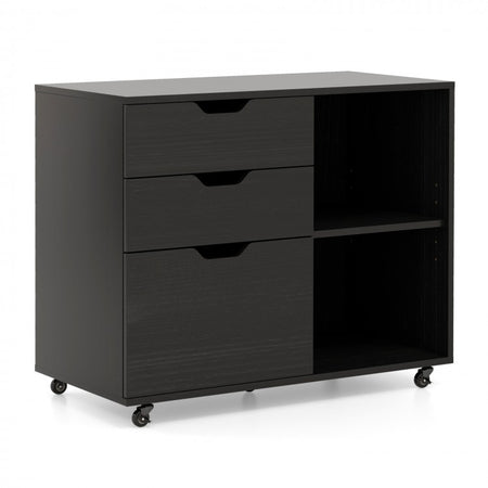 3-Drawer Mobile File Cabinet with Shelving