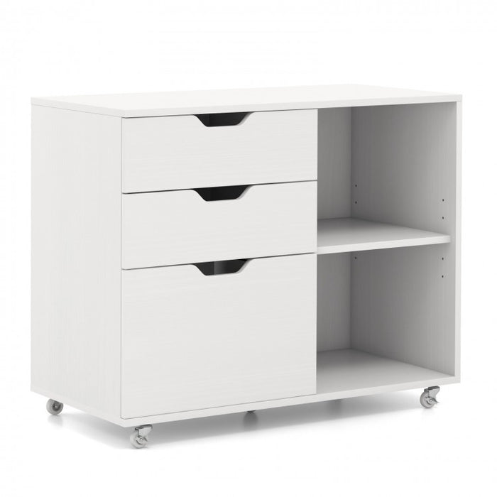 3-Drawer Mobile File Cabinet with Shelving