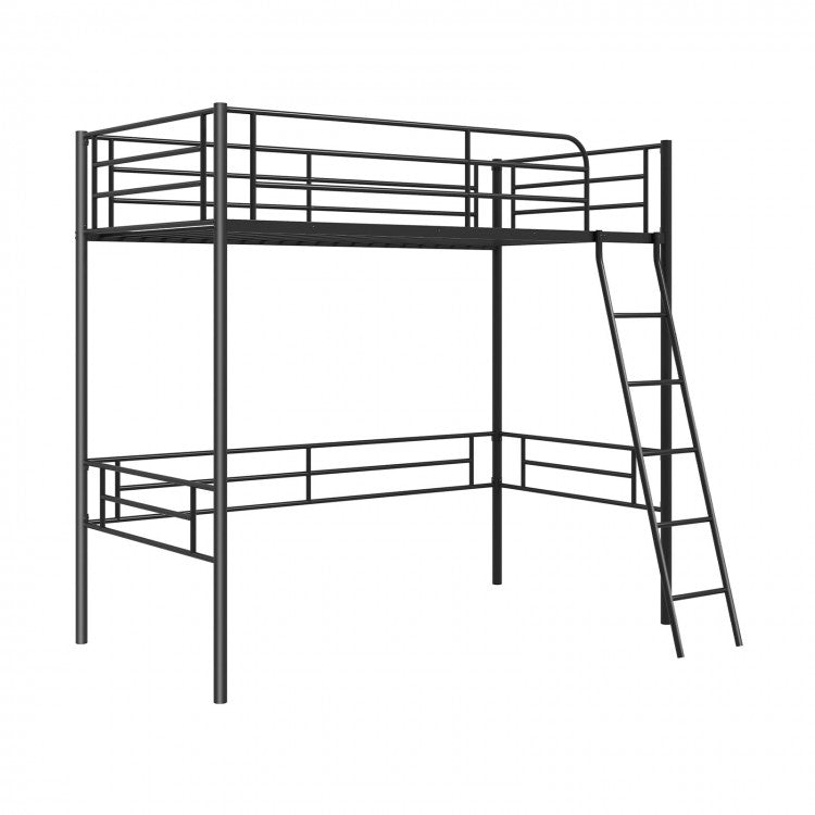 Black Metal Bunk Bed with Loft Design