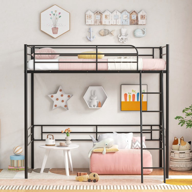 Black Metal Bunk Bed with Loft Design