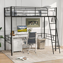 Load image into Gallery viewer, Black Metal Bunk Bed with Loft Design
