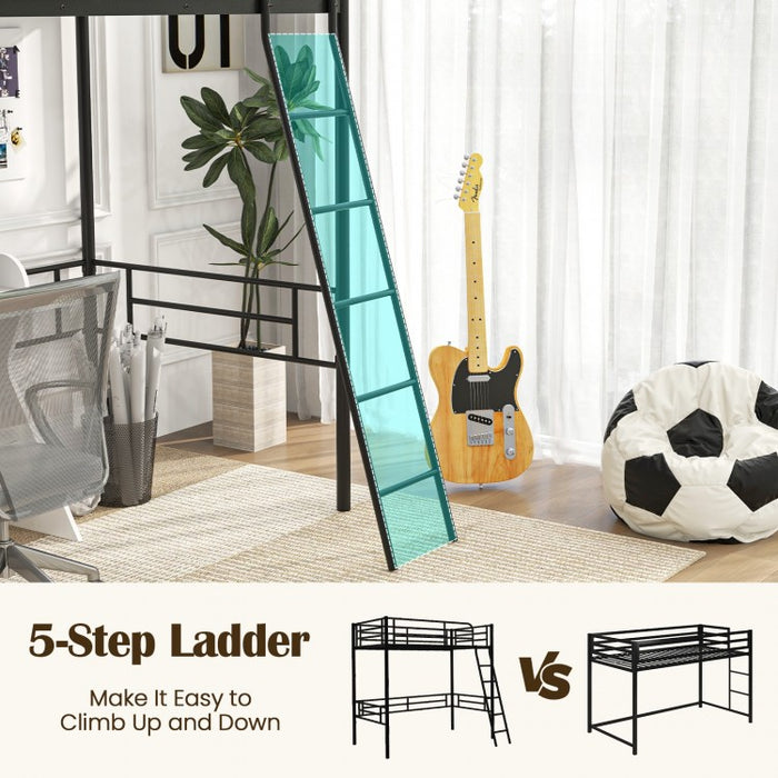 Black Metal Bunk Bed with Loft Design