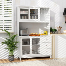 Load image into Gallery viewer, Costway Freestanding Kitchen Bar with Cabinet and Shelves, LED Lights, and USB Ports
