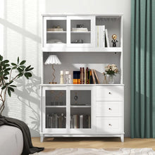 Load image into Gallery viewer, Costway Freestanding Kitchen Bar with Cabinet and Shelves, LED Lights, and USB Ports
