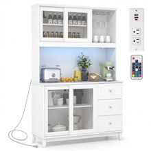 Load image into Gallery viewer, Costway Freestanding Kitchen Bar with Cabinet and Shelves, LED Lights, and USB Ports
