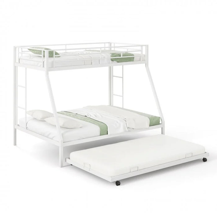 Metal Bunk Bed with Pull-out Trundle Bed for Dorms and Guest Rooms