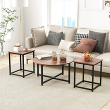 Load image into Gallery viewer, Costway Modern Round Dining Room Table Set of 3 with Square Side Table - Suitable for Living Room and Cafe
