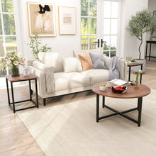 Load image into Gallery viewer, Costway Modern Round Dining Room Table Set of 3 with Square Side Table - Suitable for Living Room and Cafe
