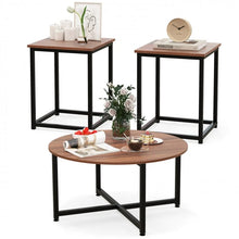 Load image into Gallery viewer, Costway Modern Round Dining Room Table Set of 3 with Square Side Table - Suitable for Living Room and Cafe
