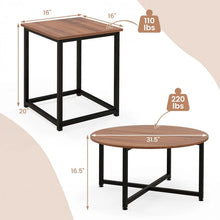 Load image into Gallery viewer, Costway Modern Round Dining Room Table Set of 3 with Square Side Table - Suitable for Living Room and Cafe
