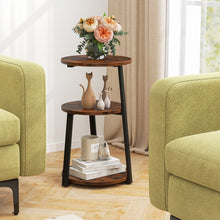 Load image into Gallery viewer, Costway Industrial Style Round Side Table with Three-Tier Storage - Suitable for Living Room, Café, and Sofa Side

