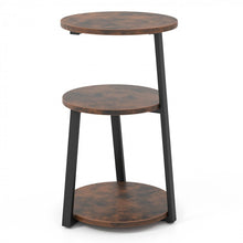 Load image into Gallery viewer, Costway Industrial Style Round Side Table with Three-Tier Storage - Suitable for Living Room, Café, and Sofa Side
