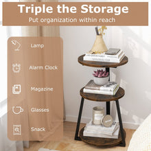 Load image into Gallery viewer, Costway Industrial Style Round Side Table with Three-Tier Storage - Suitable for Living Room, Café, and Sofa Side
