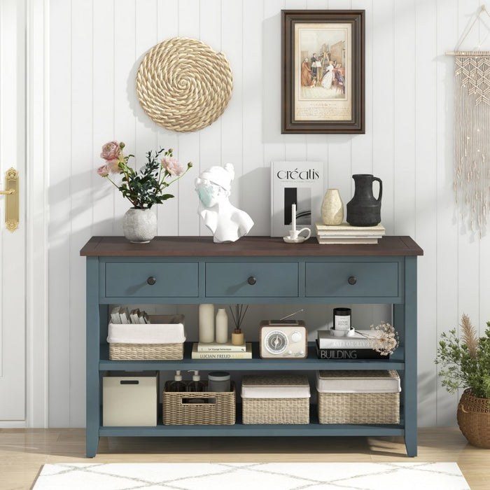 Navy Blue Living Room Furniture with Drawer Console Sofa Table