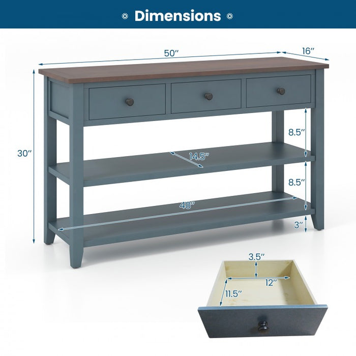 Navy Blue Living Room Furniture with Drawer Console Sofa Table