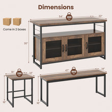 Load image into Gallery viewer, Industrial Style Kitchen Island Set - 4-Piece Set with Built-in 2 Stools, 1 Bench, and Storage Cabinet - Suitable for Kitchen and Restaurant
