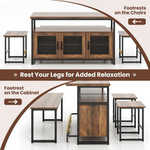Load image into Gallery viewer, Industrial Style Kitchen Island Set - 4-Piece Set with Built-in 2 Stools, 1 Bench, and Storage Cabinet - Suitable for Kitchen and Restaurant
