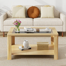 Load image into Gallery viewer, Modern Minimalist Glass Coffee Table with Storage Shelf - Suitable for Living Room

