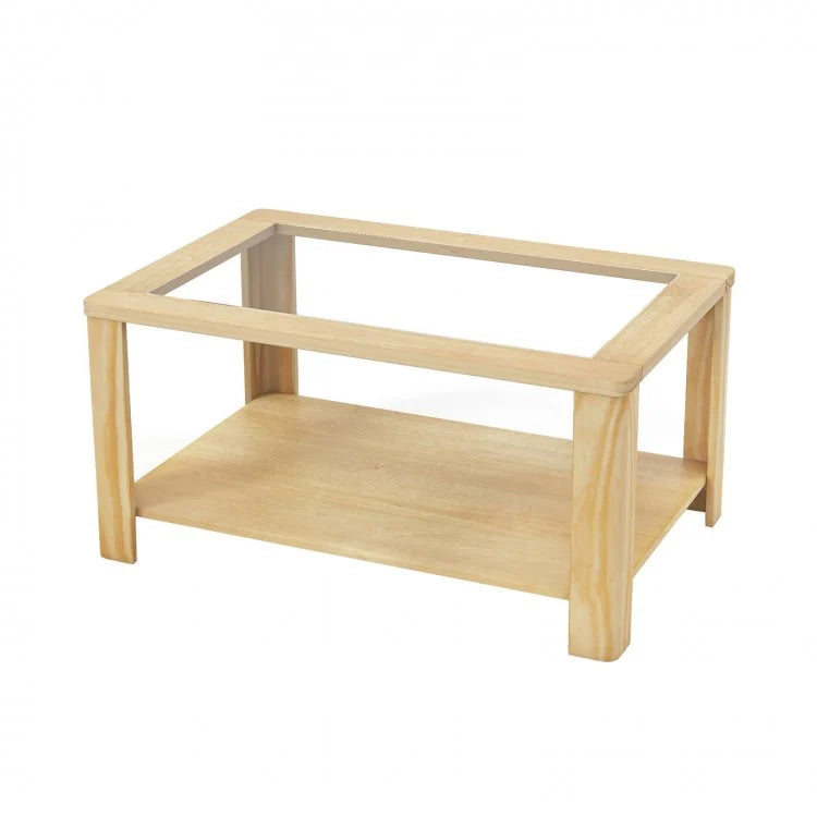 Modern Minimalist Glass Coffee Table with Storage Shelf - Suitable for Living Room