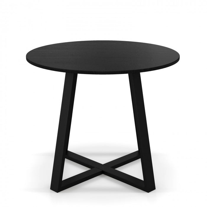 Costway Modern Black Round Dining Table with Cross Base - Suitable for Restaurant and Cafe