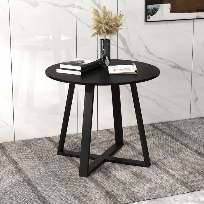 Costway Modern Black Round Dining Table with Cross Base - Suitable for Restaurant and Cafe