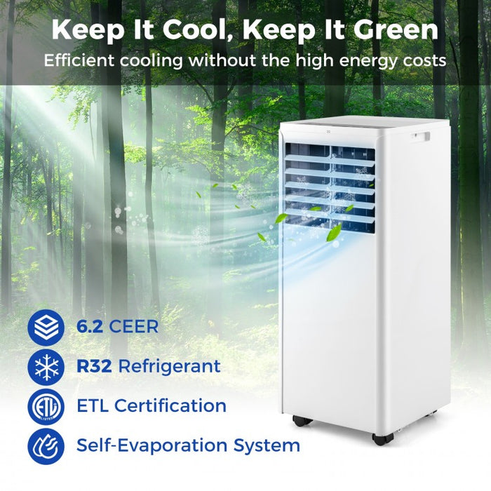 8000 BTU White 4-in-1 Multifunctional Portable Air Conditioner with 24-Hour Timer
