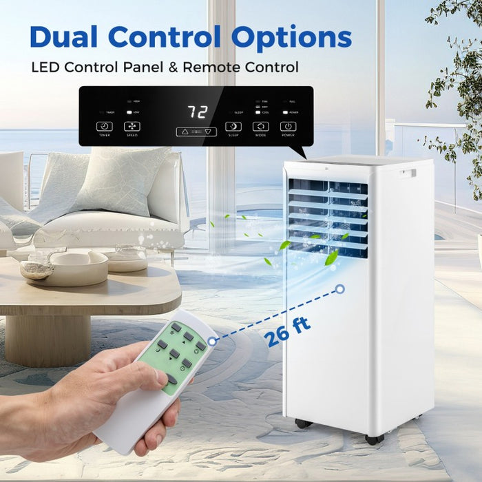 8000 BTU White 4-in-1 Multifunctional Portable Air Conditioner with 24-Hour Timer