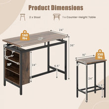 Load image into Gallery viewer, Industrial Style Dining Room Table and Bench Set - 3-Piece Set with 3-Tier Storage Rack and 2 Bar Stools - Suitable for Kitchen, Restaurant, and Small Tavern
