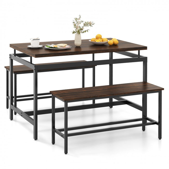 Industrial Style Dining Room Table Sets with 1 Long Table and 2 Benches - Suitable for Restaurant and Small Tavern