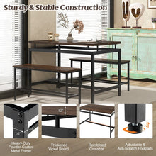 Load image into Gallery viewer, Industrial Style Dining Room Table Sets with 1 Long Table and 2 Benches - Suitable for Restaurant and Small Tavern
