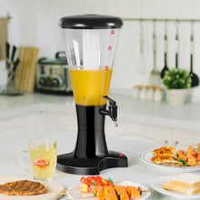 Charger l&#39;image dans la galerie, Black Portable 3L Beer Tower Dispenser with LED Lights - Ideal for Kitchen and Holiday Parties

