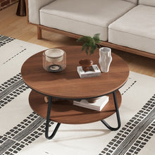 Charger l&#39;image dans la galerie, Costway 2-Tier Round Coffee Table with Storage Space and Metal Frame - Suitable for Living Room and Office
