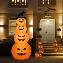Charger l&#39;image dans la galerie, 8-Foot Halloween Inflatable Pumpkin with Witch Hat and LED Lights - Suitable for Halloween Decorations

