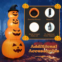 Charger l&#39;image dans la galerie, 8-Foot Halloween Inflatable Pumpkin with Witch Hat and LED Lights - Suitable for Halloween Decorations
