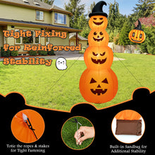 Charger l&#39;image dans la galerie, 8-Foot Halloween Inflatable Pumpkin with Witch Hat and LED Lights - Suitable for Halloween Decorations
