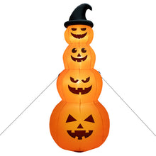 Charger l&#39;image dans la galerie, 8-Foot Halloween Inflatable Pumpkin with Witch Hat and LED Lights - Suitable for Halloween Decorations

