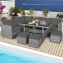 Charger l&#39;image dans la galerie, 7-Piece Modern Outdoor Wicker Sofa Set with Coffee Table
